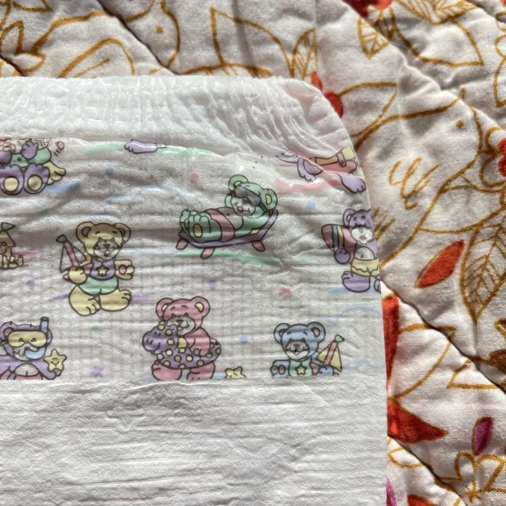 Vintage Huggies Size 3 Ultratrim 1993 USA Diapers Beach Teddy Bear Plastic Print